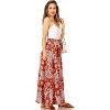 Women's 2023 Maxi Skirt - Flowy A-Line Summer Skirt with Elastic High Waist (Reg & Plus Size) Red Paisley - 3 of 4