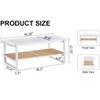 Damerin Modern Imitation Rattan 2-Layer Rectangular Wood Center Coffee Table With Glass Tabletop-White - 3 of 4