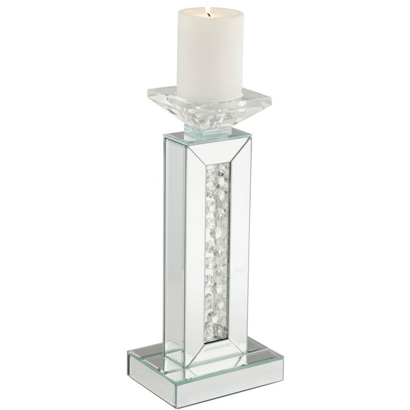 Studio 55D Dahlia Crystal and Mirrored Glass Pillar Candle Holder, 5 of 8