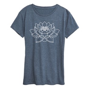 Women's - Instant Message - Lotus Flower Outline Short Sleeve Graphic T-Shirt - 1 of 4