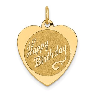 Black Bow Jewelry 14k Yellow Gold Happy Birthday Heart Disc Charm or Pendant, 18mm - 1 of 4