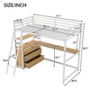 Twin Size Metal & Wood Loft Bed with Desk and Shelves, Loft Bed Frame with 2 Built-in Drawers, LED Light and USB Charging Station - ModernLuxe - 3 of 4