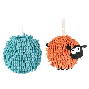 REGALWOVEN 2 Pcs Cute Comfortable Soft Absorbent Chenille Ball Fuzzy Hand Towel - 1 of 4