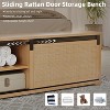 Boho Rattan Bed Frame with LED Headboard & Sliding Barn Door Storage, Full/Queen Size Platform Bed, No Box Spring Needed - 4 of 4