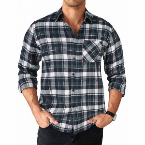 COOFANDY Mens Flannel Shirts Long Sleeve Plaid Button Down Shirt