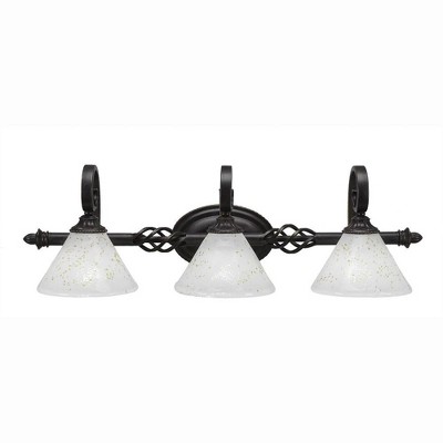 Toltec Lighting Elegante 3 - Light Vanity in  Dark Granite with 7" Gold Ice Shade