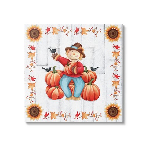 Stupell Industries Autumn Scarecrow & Pumpkins Canvas Wall Art - image 1 of 4