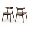 Mid-Century Modern Dining Chairs Set of 2, Dining Chairs with Wood Frame and Curved Back, Retro Fabric Side Chairs for Dining Room-Koiai - 3 of 4