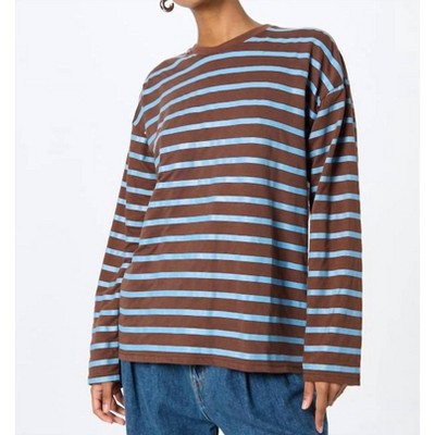 Women's Striped Crew Neck Long Sleeve Top - DAISY STREET
