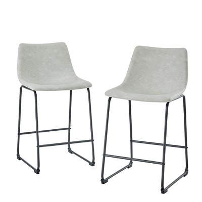 Set of 2 Laslo Modern Upholstered Faux Leather Counter Height Barstools - Saracina Home