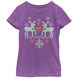 Girl's Lost Gods Christmas Reindeer Love T-Shirt - 1 of 3
