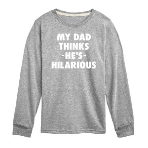 Boys' - Instant Message - King Of Dad Jokes Hilarious Long Sleeve Graphic T-Shirt - 1 of 4