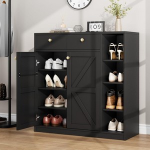 GustoWave Shoe Storage Cabinet with Doors and Drawers, 42'' Tall Shoe Cabinet with 3 Adjustable Shelves, 4-Tier Shoes Rack Organizer Cabinet - 1 of 4