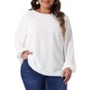 Agnes Orinda Women's Plus Size Dressy Swiss Dots Long Sleeve Round Neck Casual Blouses - 2 of 4