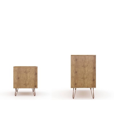 Natural and Rose Pink Hairpin Leg Dresser and Nightstand Set