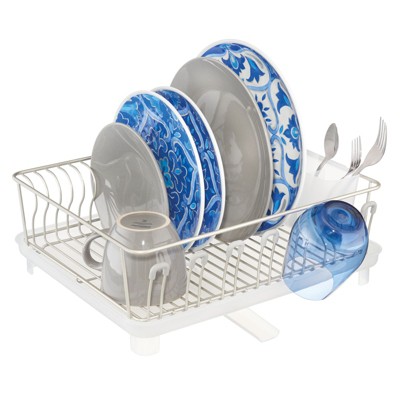Mdesign Metal Kitchen Sink Dish Drying Rack / Mat, Grid Design : Target