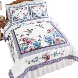 Collections Etc Hummingbird Floral  Quilt - 1 of 3