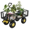 Garden Cart Heavy Duty Folding Yard Cart with 10"Multi-Terrain Tires,4 Removable Mesh Sides,180° Swivel Handle Metal Wagon for Lawn,Yard,Patio,Farm - 2 of 4