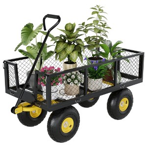 Cart - Heavy-Duty Folding Patio Cart with 10" Multi-Terrain Tires | 500-lb Capacity, 4 Removable Mesh Sides, 180° Swivel Handle for Kitchen, Patio - 1 of 4