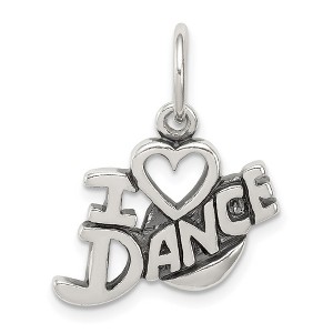 Black Bow Jewelry Sterling Silver Antiqued I Heart Dance Script Charm - 1 of 4