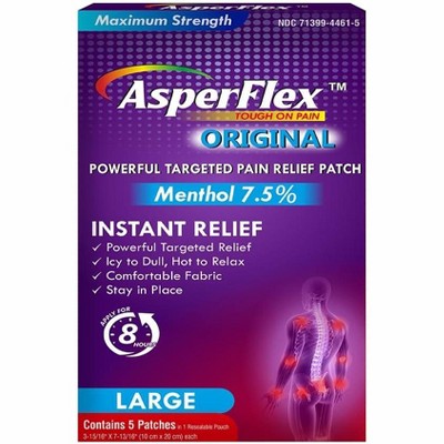 Asperflex Original Methol Pain Relief Patch Large, 5 Ct