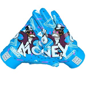 Battle Sports Adult Money Man 2.0 Football Receiver Gloves - Neon Blue - 1 of 2