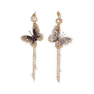 SOHI Women's Green Embellished Butterfly Drop Earrings - 1 of 3