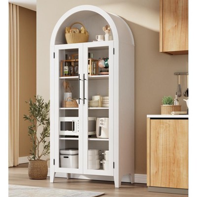 Coucheta Arched Double Glass Door Bookshelf,Multi-Color