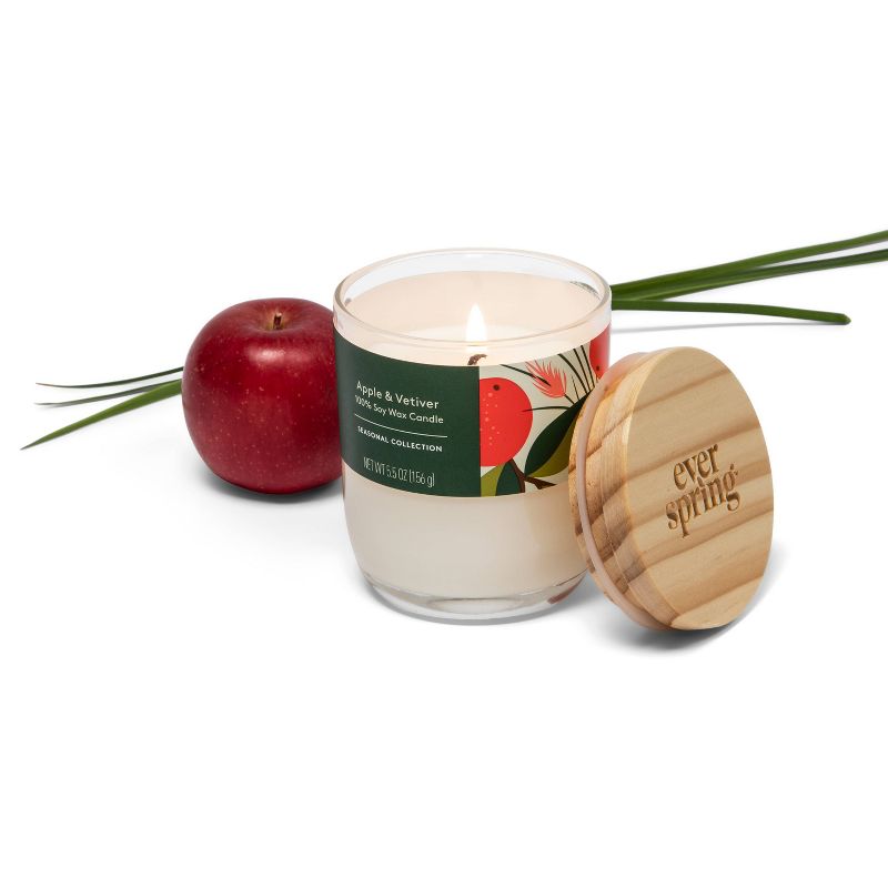 Apple &#38; Vetiver 100% Soy Wax Flame Candle - 5.5oz - Everspring&#8482;, 3 of 5