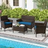 Tangkula Set of 4 Furniture Set w/ Washable Cushions & Tempered Glass Coffee Table - 2 of 4
