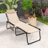 Tangkula 2 PCS Patio Folding Chaise Lounge Portable Lay Flat Reclining Chair w/ 4-Level Backrest Side Pocket - 4 of 4