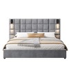 NicBex Queen/King Upholstered Bed Frame with Wide Velvet Headboard,Platform Bed Frame with Reading Lamp and USB,No Box Spring Needed,Easy Assembly - 4 of 4