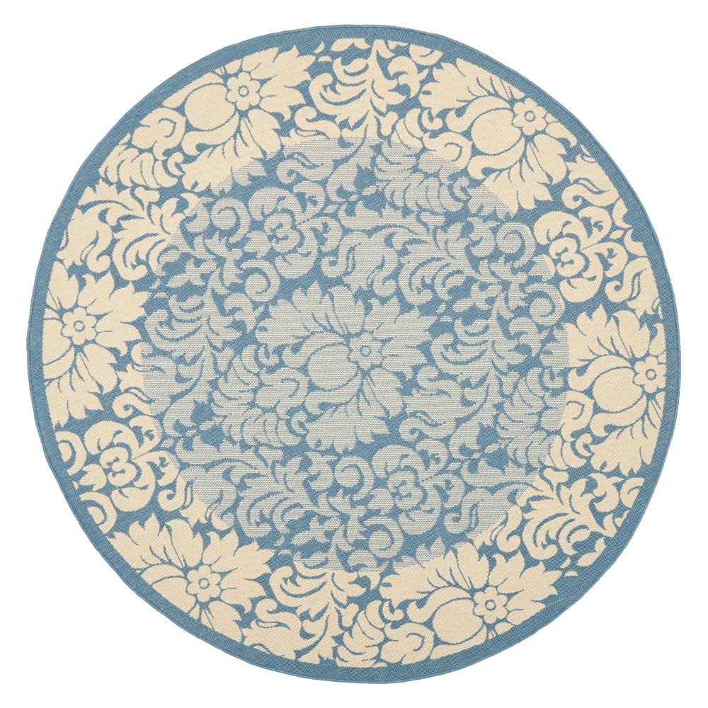 5'3in Round Violetta Outdoor Rug Blue/Natural - Safavieh