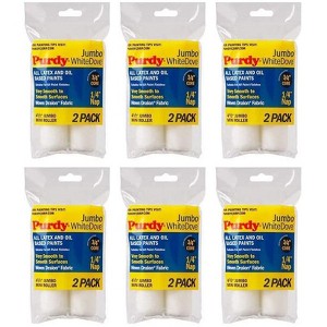 Genuine Purdy 6 Sets of White Dove Jumbo Mini 4-1/2" x 1/4" Nap 2 Pack Roller Covers 140624010-6PK - 1 of 3