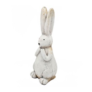 TopComfy Decorative Objects Textured White Magnesium Bunny Rabbit with Gold Accents Playful Character for Home and Garden, White, 16.3"*8.9"*21.5" - 1 of 4