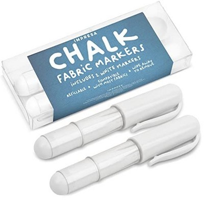 Impresa Fabric Chalk Markers for Sewing and Quilting - 2 Pack - Refillable Chalk Pencils - White Sewing Chalk for Fabric