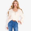 Anna-Kaci Women's V-Neck Henley Knit Sweater with Button Details - 2 of 4