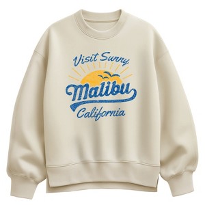Women's Instant Message Visit Sunny Malibu Oversized Fleece Crew