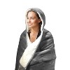 10lbs 50"x60" Hooded Shiny Velvet Reversible to Faux Shearling Weighted Throw Gray - Pur Serenity: Adult Glass Microbead Filling - 4 of 4