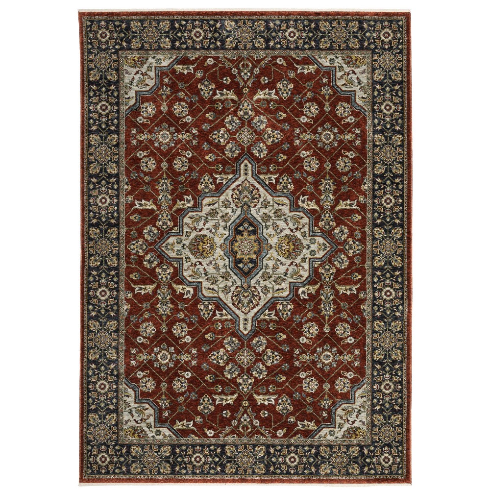 5'3inx7'6in Arya Oriental Medallion Indoor Area Rug Red/Blue - Captiv8e Designs