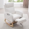 KWPZQEB Nursery Rocking Chair Teddy Upholstered Rocker Rocking Accent Chair Padded Seat Armchair with High Backrest & Adjustable Footstool - 4 of 4