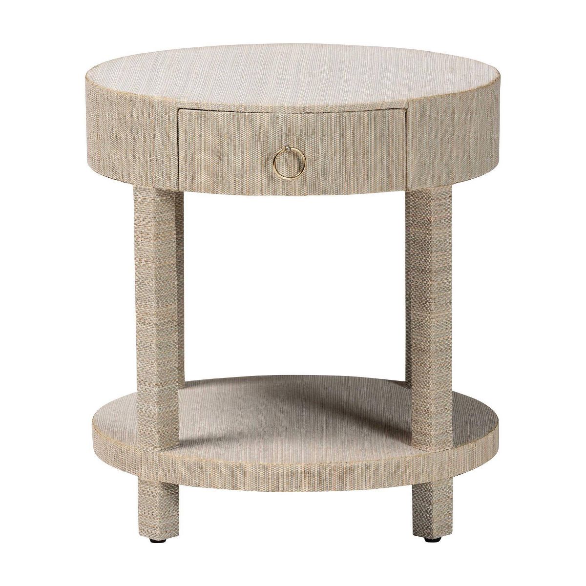 bali & pari Sadia Woven Grasscloth 1 Drawer Nightstand Natural/Gold - thumbnail 7
