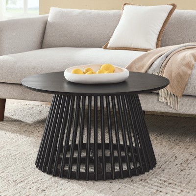 Lyngins Modern Coffee Table with Solid Wood Legs & High-Density MDF Top, Nordic Style Tea Table, 330 lbs Capacity, Elegant Living Room Table