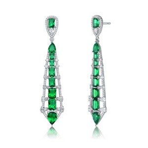 Guili Sterling Silver Dangle Earrings with Colored Cubic Zirconia in Ladder Style — a bold yet elegant piece to elevate your look - 1 of 3
