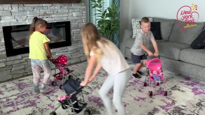 Pink Unicorn Foldable Baby Doll Stroller with Basket