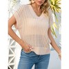 Womens V Neck Summer Pullover Sweater Vests Cap Sleeve Tops Casual Loose Fit Lightweight Knit Vest Tops - 2 of 4