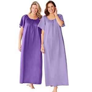 Only Necessities Plus Size 2-Pack Long Silky Gown - 1 of 4