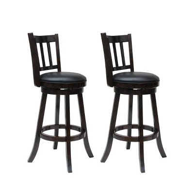 Set of 2 29" Bloomington Swivel Bar Stools Cappuccino - Boraam: Rubberwood Frame, Faux Leather, Footrest