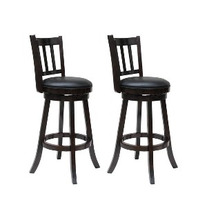 Set of 2 29" Bloomington Swivel Bar Stools Cappuccino - Boraam: Rubberwood Frame, Faux Leather, Footrest - 1 of 4