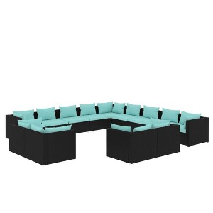 vidaXL Garden Lounge Set Black, Water Blue - 1 of 4